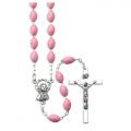  OVAL PINK PLASTIC BEADS ROSARY (2 PC) 